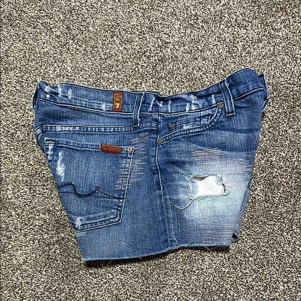 7 for all mankind Denim Distressed Women's Shorts size 27 - Picture 11 of 14
